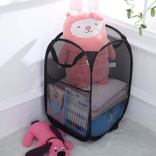 Galaxy 2 ST Vaskeromskurver Foldbar Pop Up Mesh Vaskerom Vaskerompose Bin Leke Tidy Organizer (svart) svart