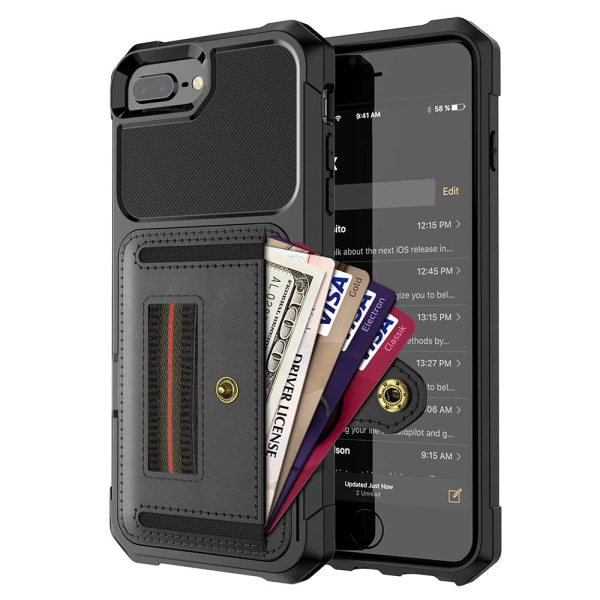 TG iPhone 7 Plus - Ammattimainen Kotelo Korttitaskulla Sininen