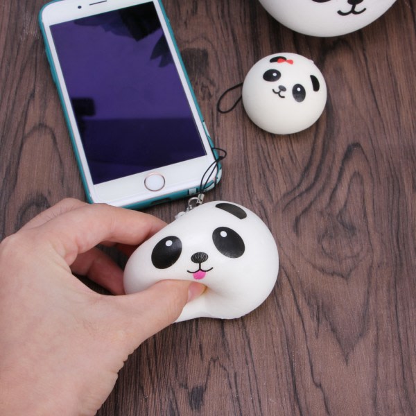 Sød Panda Squishy Dampet Bolle Telefonhæng Lanyard Nøglering Legetøj Gave 3