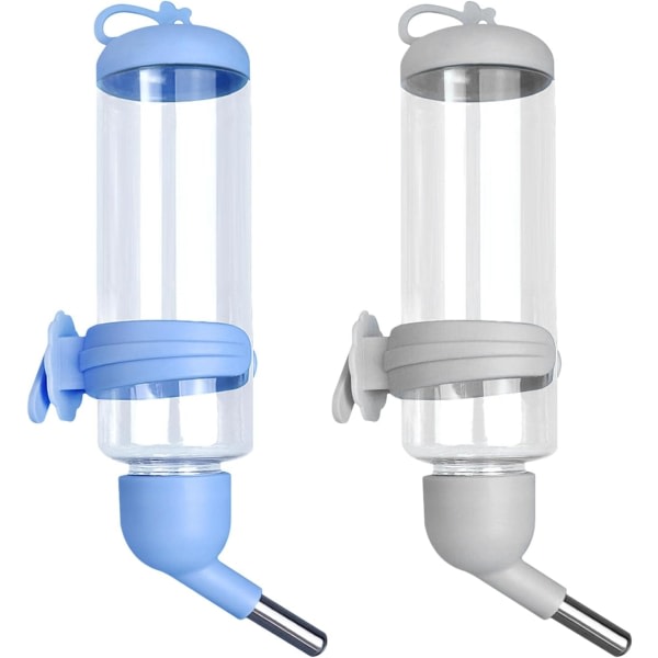 Dvärgkanin nappflaska för bur, nappflaska för kanin, 2 st 250 ML/8,45 OZ, droppfri hängande vattenflaska i plast Automatisk flaskdispenser