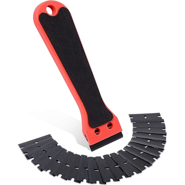 1 stk Plastskrape, Praktisk Skrape, Razor Blade Skrape med EVA-Håndtak, 10 Plastblad for Skraping av Maling og Klistremerker