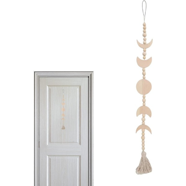 M?nfas V?ggdekor | Boho Heminredning Vertikal Chic Moon Tofsh?nge | Boho Farmhouse Beaded Moon Garland V?ggdekoration f?r Sovrum, Liv