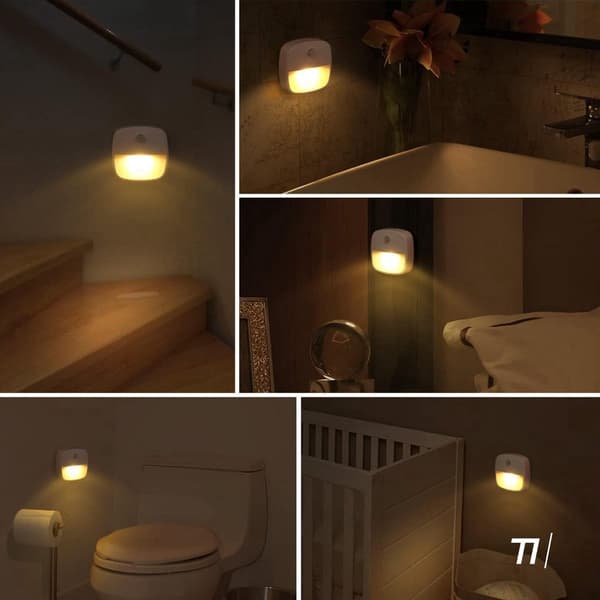 LED Nattlampor 3-pack, Rörelsesensor Batteridriven, Varmvit Inomhusbelysning För Sovrum, Hall, Trappor Och Garderob, Vit