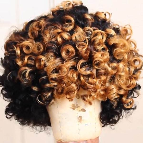 TG Damperuk Musta ja Ruskea Afro Pieni Kiharainen Hiukset Lyhyt W102