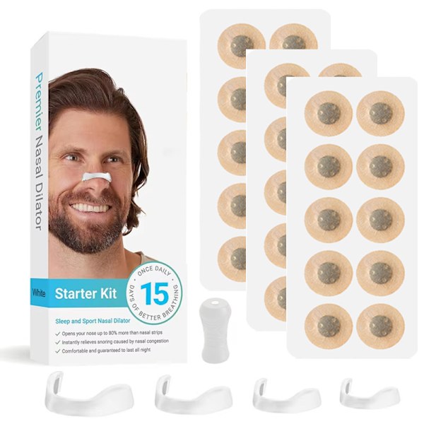 Ny nasal andningsdilator sportventilation näsplåster anti-snarkplåster magnetiskt nässtöd fabrik 15 pairs of white round stickers B