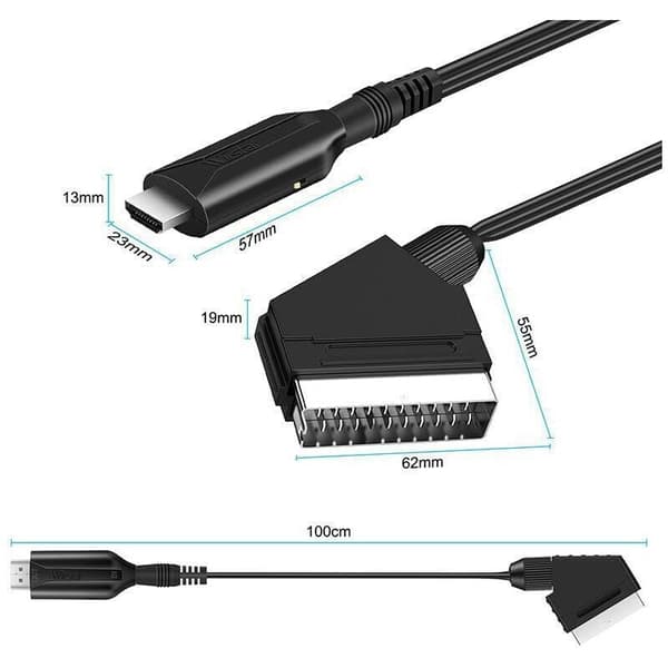 Scart–HDMI-kaapeli – Scart–HDMI-adapteri – All-in-One Scart–HDMI 1080p/720p ääni- ja videomuunnin, DEBUNS