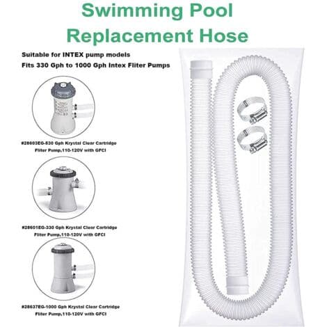 1.25-inch Pool Suction Hose - 2-Pack - Flexible Polyethylene Plastic - UV and Chemical Resistant