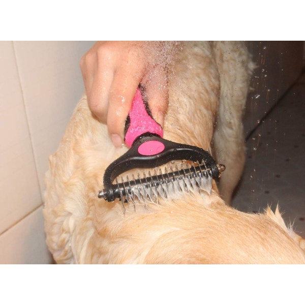 TG Grooming Brush - Dobbeltsidig Rake til fjernelse af underuld til hunde og katte