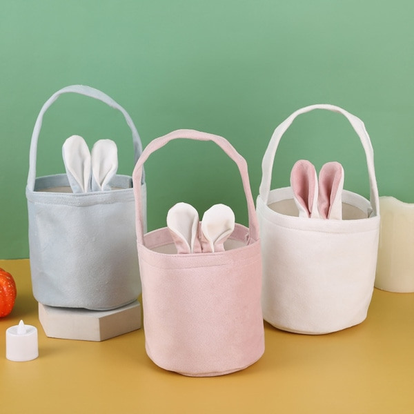 Påskpresentpåse Tyggodispåsar för påskfest Godispåse Goodie Giveaways Bunny Rabbit-Ear Tygpåse Ljusrosa