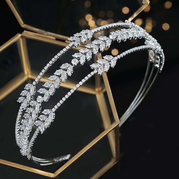 TG Hela Cubic Zirconia Tiaraer og Kroner for Kvinner Pannbånd