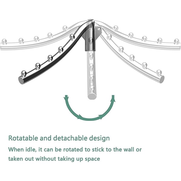 Vikbar vägghängare, hopfällbar väggmonterad klädhängare, klädhängare i stål, vägghängare med vikbar svängarmsfäste Krokhängare