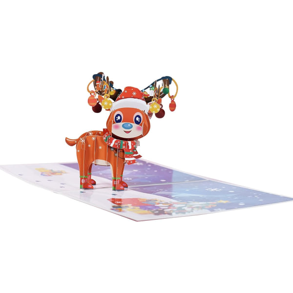 Galaxy 3D Pop Up Julkort, Julgran Hjortar presentkort med kuvert (Deer)