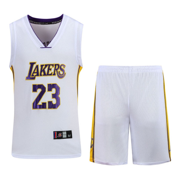 #23 Lebron James Baskettröja Set Lakers Uniform för barn vit L