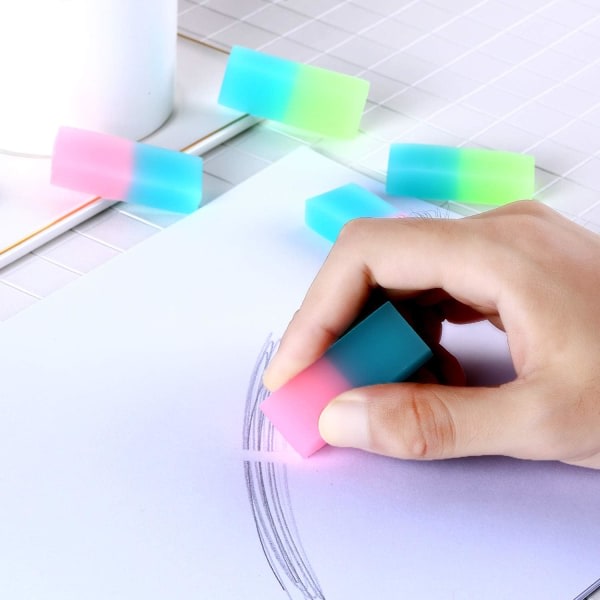 Galaxy 10-pack to farge penna Eraser Elastisk gummi Eraser for skolen kontormateriell