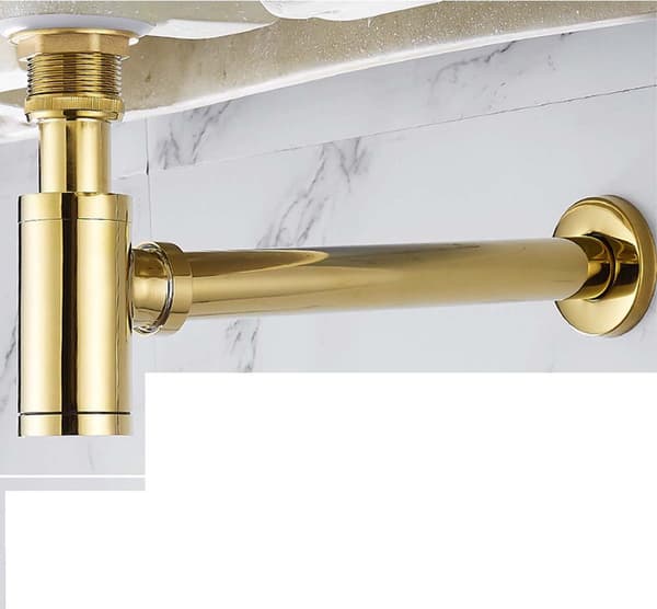Håndvask Sifon Afløbsfitting, Titanium Guld Poleret Messing, 1 1/4\" Rund Flaske P-fælde Sæt