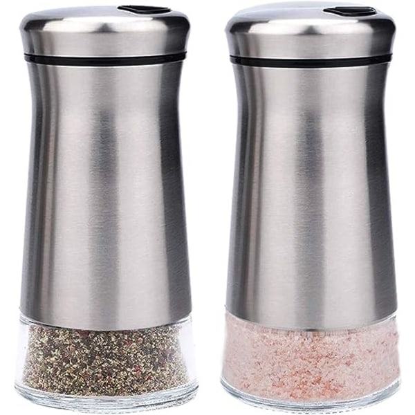 TG Salt- og pepperkvern i rustfritt stål med glassbunn og justerbar åpning