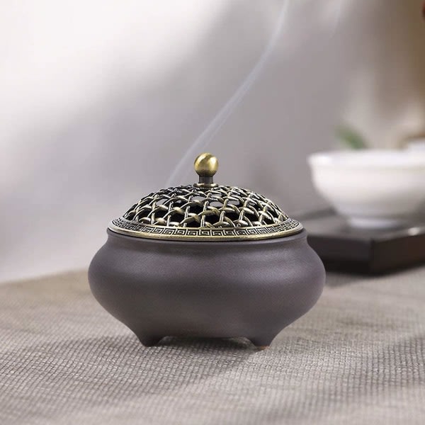 Keramisk rökelsebrännare rökelsebas med brandsäker dyna