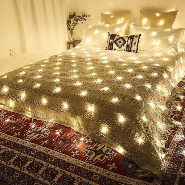 100/160/240/320 LED-lampor Nät Ljusgardin Fairy Lights Varma