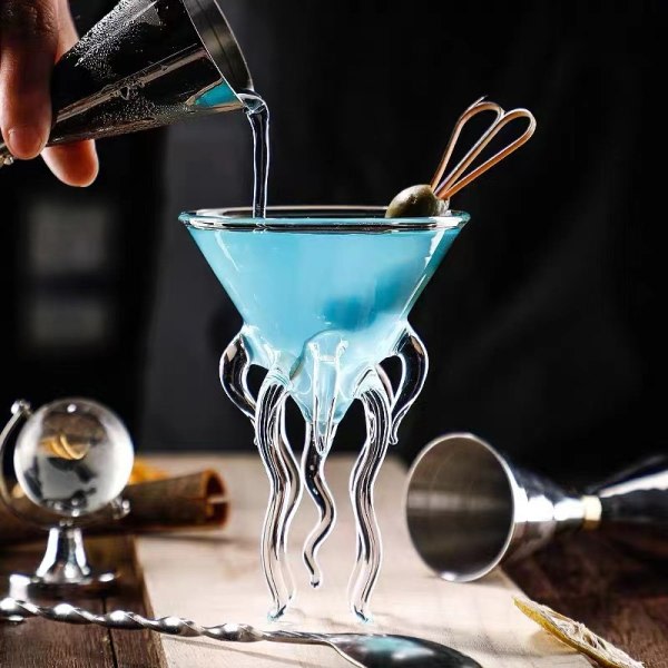 Octopus Vinglas Set med 2, Manet Cocktailglas, Crystal Martini Glasögon Nyhet Present Party Kök Bar Bröllopsfestival