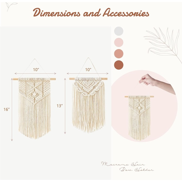 2 st Macrame Väggbonad Konst Vävd Boho Väggdekor Hem Chic Banner Dekoration