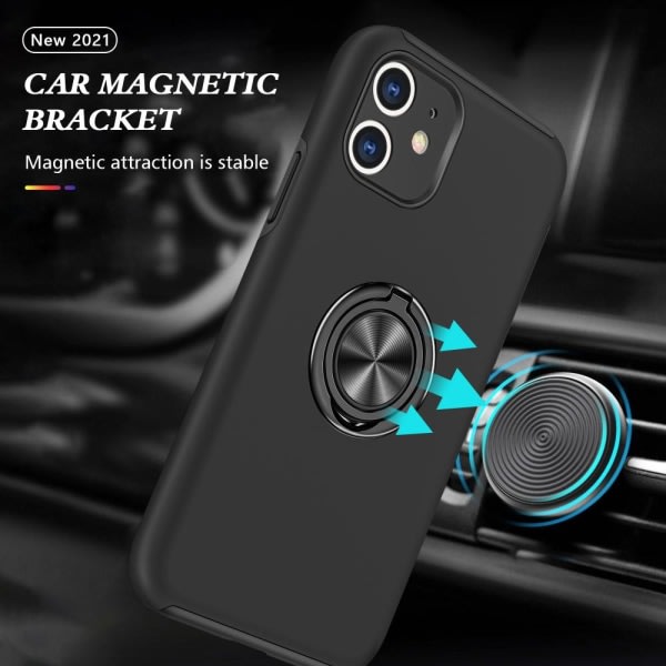 iPhone 11 Hybrid etui med Finger Ring - Sort Sort
