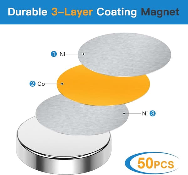 Magneter - 50 stycken - Magnet - Små magneter - Starka magneter - Superstarka magneter - Stark neodymmagnet - Kylskåpsmagneter - Whiteboardmagneter