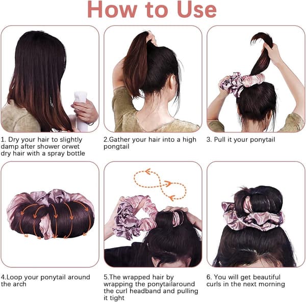 Varmefrit Krøllejern - Hårkrøller - Hårruller - Krøller Uden Varme - Blød Sovende Krølle Scrunchie - Til Langt, Medium Hår - Hårkrøller Uden Varme