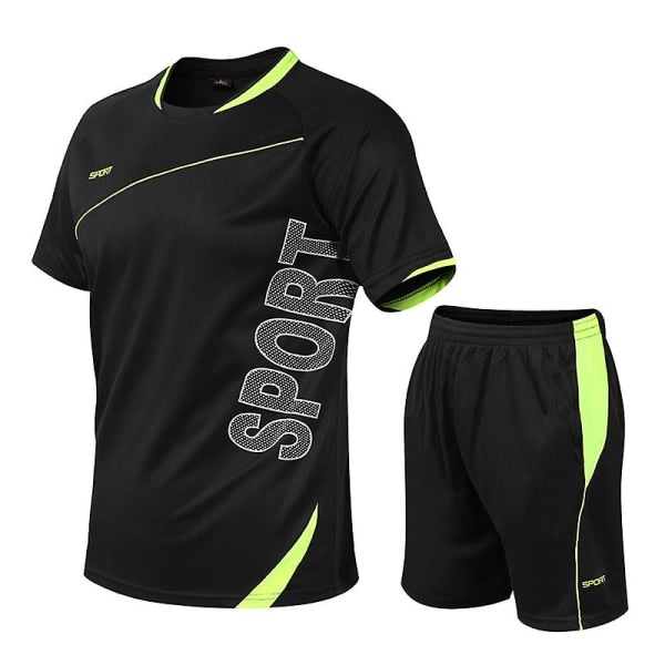 Jwl - Sportswear Sommer Løbesæt Gym Tøj Træning Basket Fodbold Træning Jogging Løbetøj 2 stk Maraton Tøj XL Sort