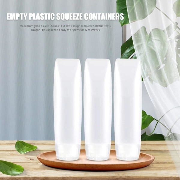 Galaxy Förpackning med 6 st 30 ml/1 oz Rese-Tomma Plastflaskor med Mjuk Kläm, Påfyllningsbara Kosmetiska Behållare