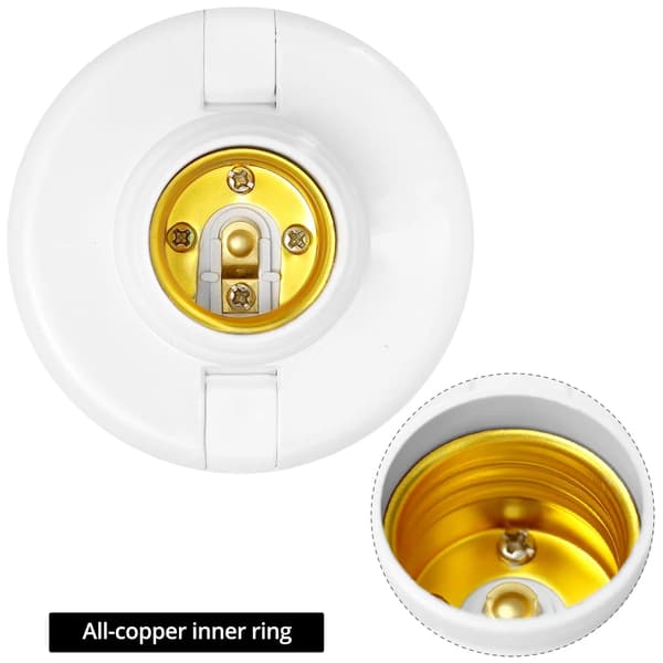 E26 E27 Plug-in Lamphållare med På/Av-brytare, 4,5 m Förlängningssladd, Kopparinnerring för Hemmabelysning, Vit, 2-pack