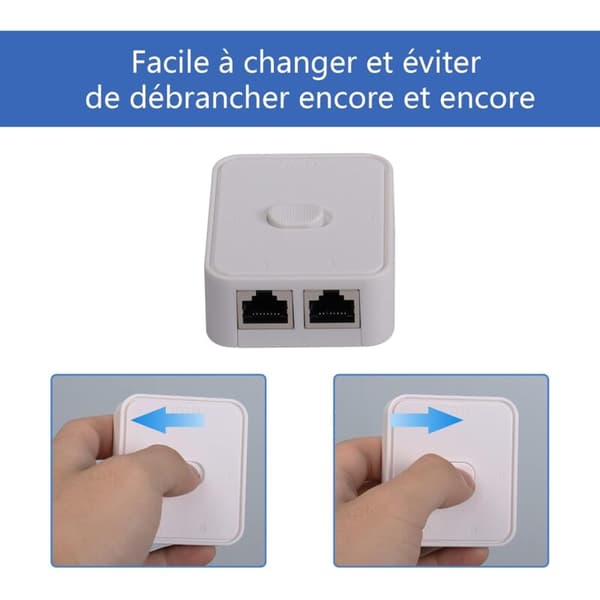 2-ports netværksswitch, RJ45, 2-ports netværksswitchvælger, 100 m 2 i 1 eller 1 input 2 outputs