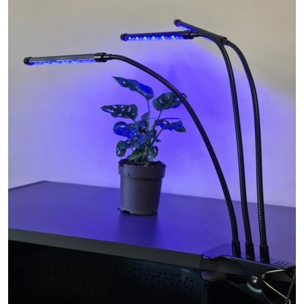Växtlampa - Växtbelysning med 3 LED-lysrör Black Svart
