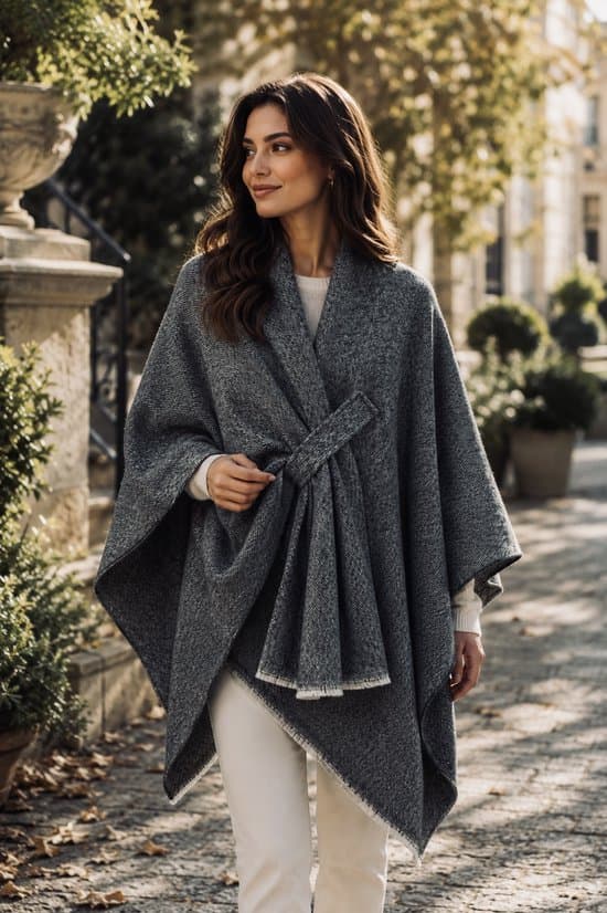 Strikket Poncho Wrap Cape til Kvinder, Blødt Varmt Letvægts Sjal Tørklæde til Efterår Vinter Hverdag og Rejsebrug, One Size, Grå