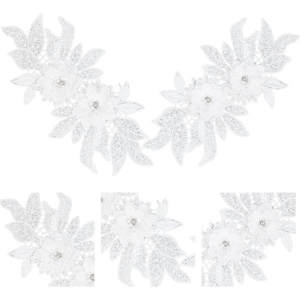 2 stk 3D Blonderi Applikationslapper, Sy på Broderi Blonderi Blomstermønster
