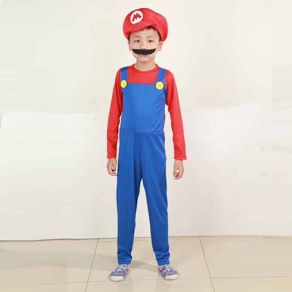 Mario-kostym, Super Mario-kläder, Halloween-bolldekoration, hatt, barncosplay-föreställningskostymer Boys Green L