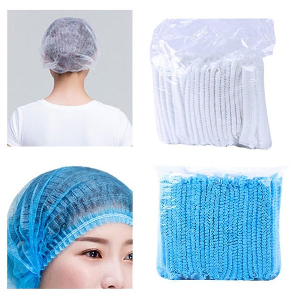 TG 100 st/påse Sterila Hattar Elastiska Anti-halk Engångs Stretch Dammtät Engångs Non-woven Tyg Hörnhatt Vit