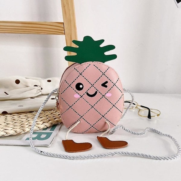 3 stk Søde Tegnede Ananas Baby Piger Crossbody-tasker PU-læder Skønne Børn Myntpung Drenge