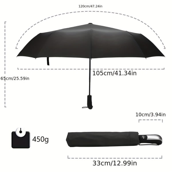 Forstärkt paraply, förtjockat automatisk fällbart paraply for män och kvinnor Dark Blue