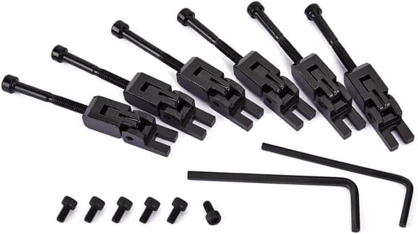 6-pack sadlar för tremolostall med dubbellåsning, inklusive stränglåsskruvar och nyckel, zinklegering, för Floyd Rose elgitarr, svart