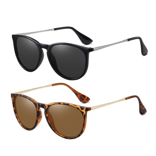 Solbriller Dame Herre Retro Polariseret, 2 par