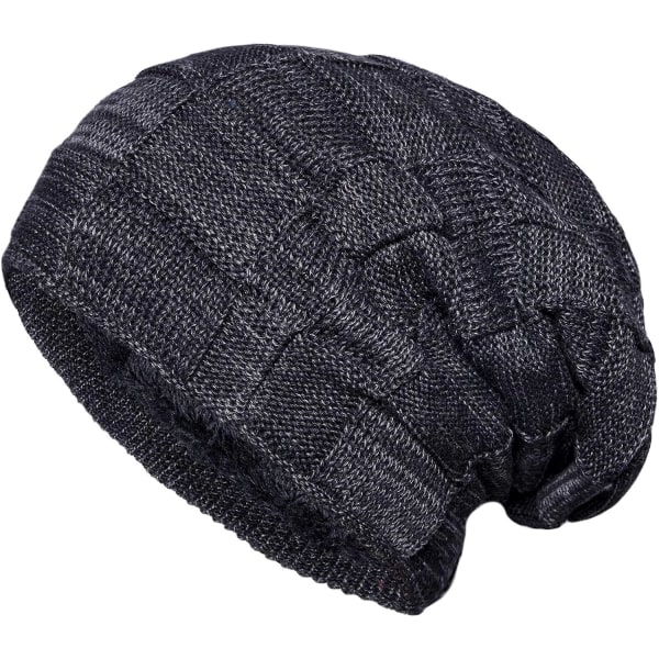 Strikket lue for menn Chalier Winter Beanie Varm lue med svart