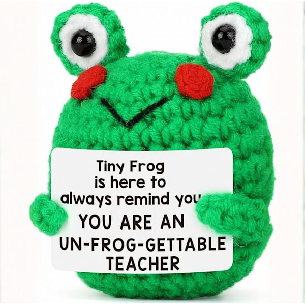 Amazons bedst sælgende uldne, håndhæklede \"Emotional Support\" frø-ornamenter med positiv energi-kort Little Frog 1