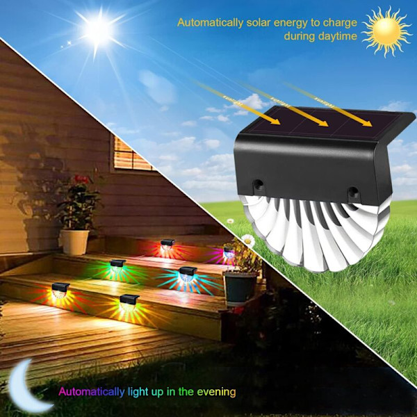 Solar LED Utomhus Vägglampor, 4-pack Stiglampor, Färgskiftande LED Solar Utomhuslampor, Trappstegslampor, Vägg Trädgårdsgångar