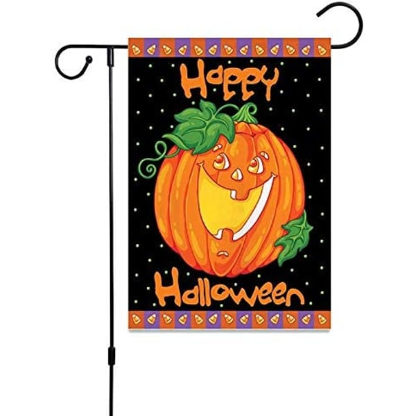 Halloween Haveflag Pumpa Dobbeltsidig Canvas Banner Græsmatte Flag Udehave Have Banner Halloween, 30x45cm