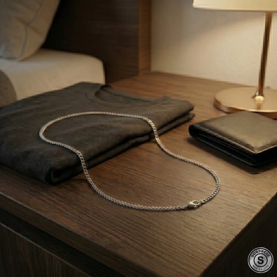 Silverfärgat pansarkedjehalsband för män, 3 mm rostfritt stål, 55 cm med robust karbinhake, för daglig användning