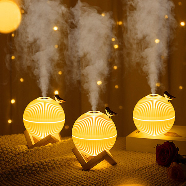 Lark Bird Light Luftfukter Nattlampe med Stativ Kaldt Damp Luftfukter Justerbar Lysstyrke USB Lading Dekorativ