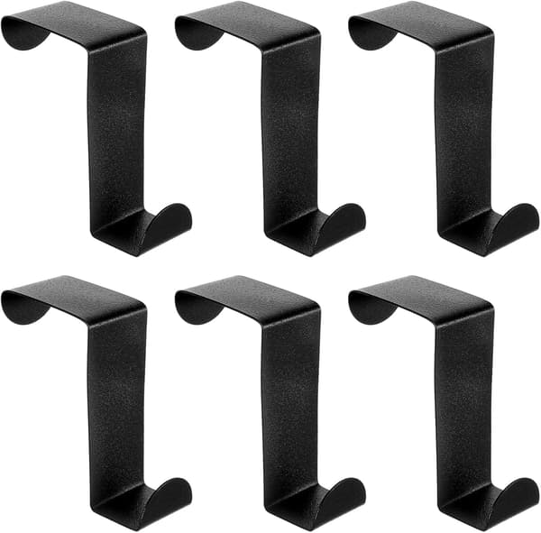Över dörren krokar 6-pack kraftiga enkla hängkrokar för handdukar kläder hattar väskor i badrum sovrum kök svart