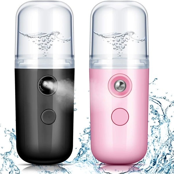 TG 2 stk 30 ml Mini Ansiktsfukter Bärbar (Svart og Rosa)