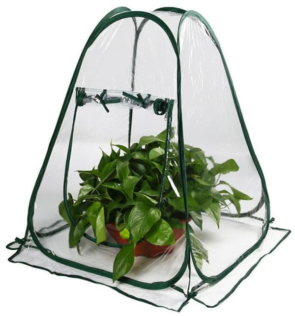 Bærbart minidrivhus, tykt PVC-trekk, sammenleggbart ventilert plantely for potteplanter og frøplanter, 70 x 70 x 80 cm