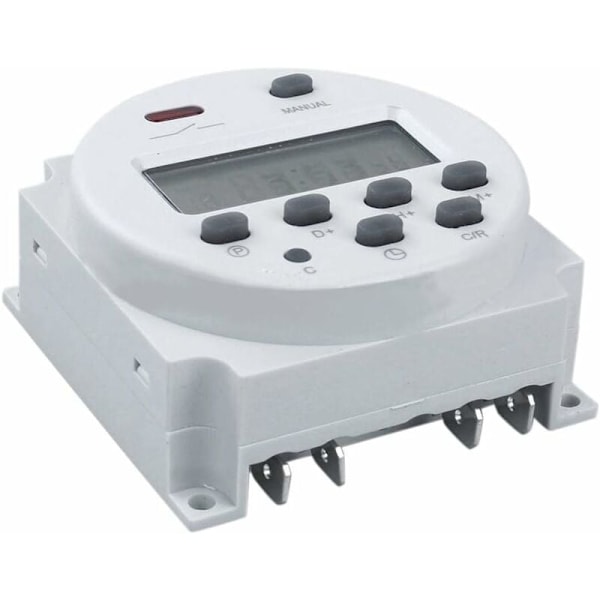 CN101 12V DC/AC Digital Timer, LCD Programmerbart Tidsrelæ til Elektriske Stikkontakter Hvid